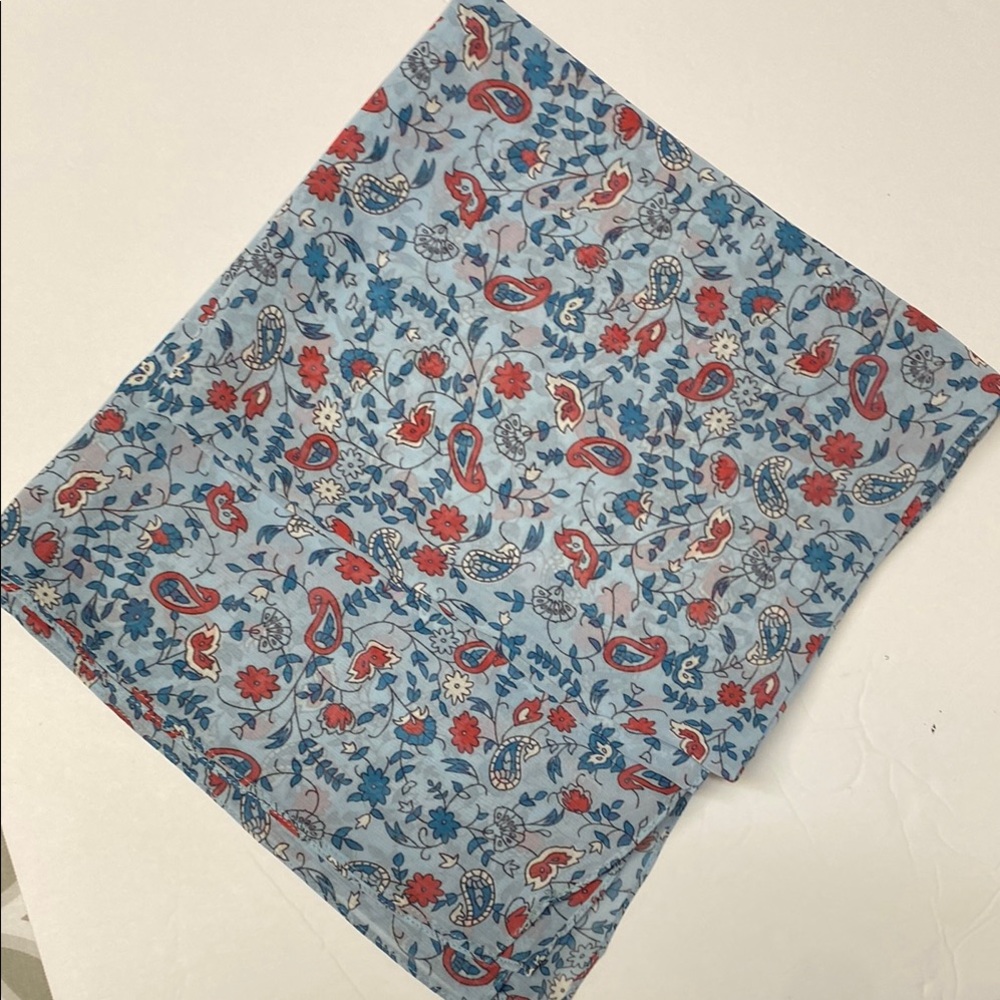 Floral Blue and Red Scarf